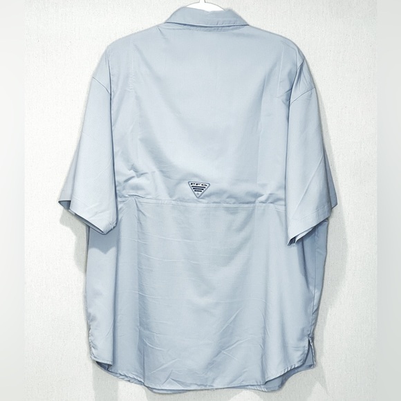 Columbia Mens PFG Omni Shade Short Sleeve Shirt Gray Large UPF 40 Fishing - Picture 4 of 10